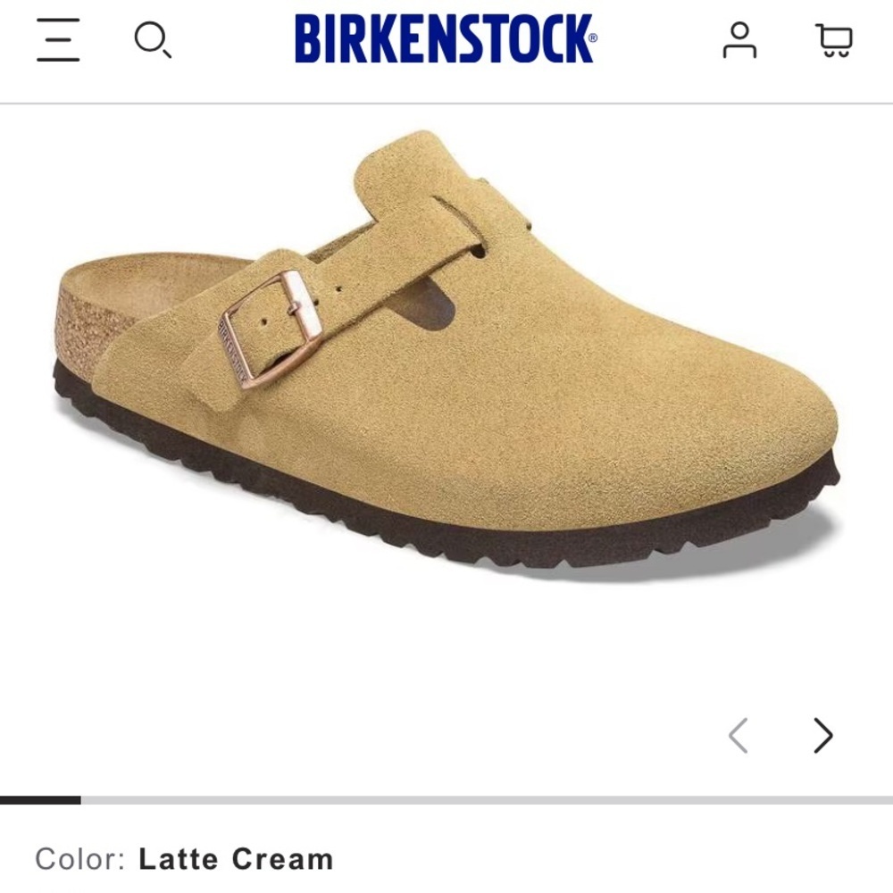 Birkenstock Boston Suede Leather Clog Slip Ons Shoes Latte Cream - Picture 8 of 9